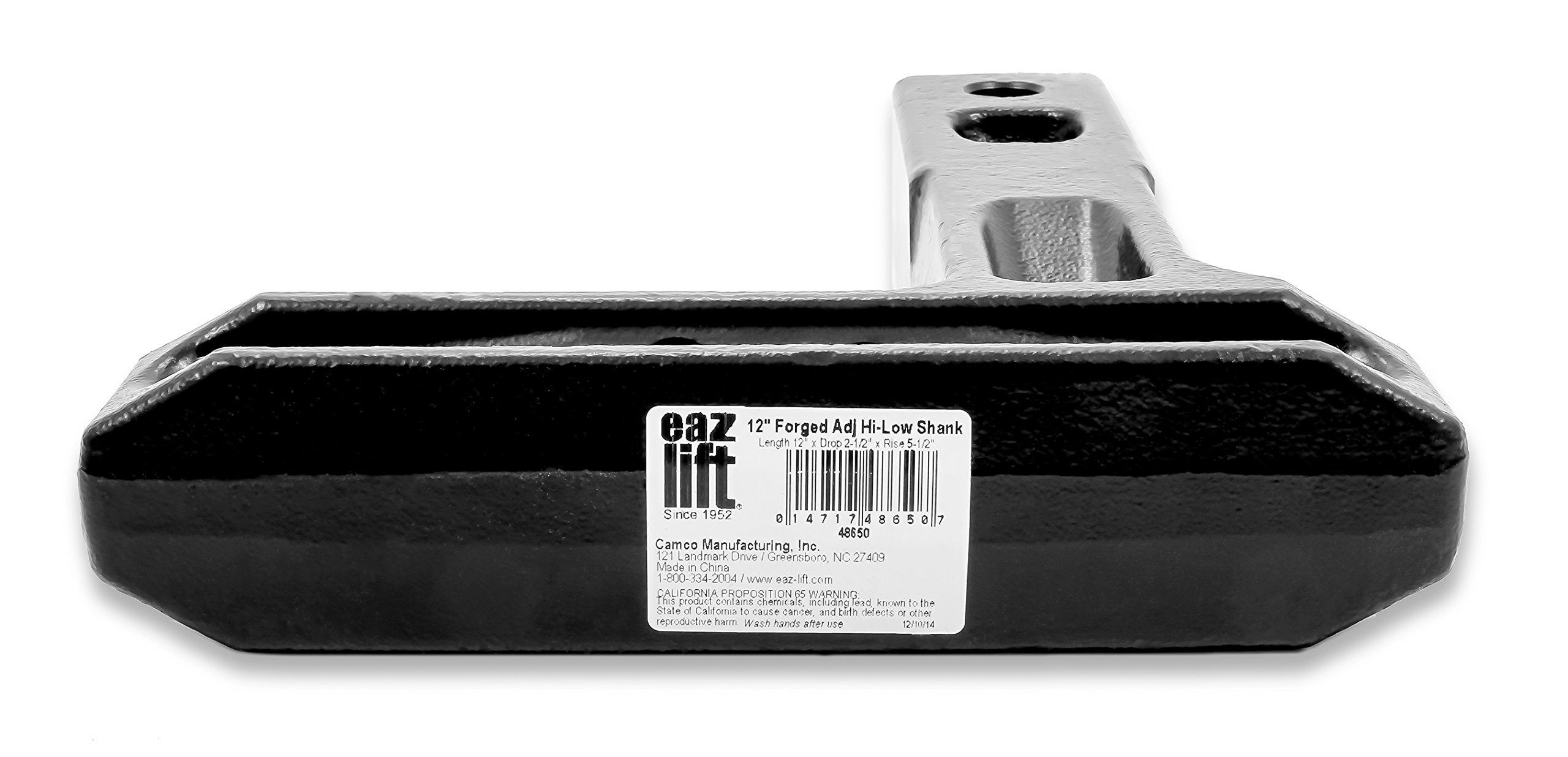 Eaz-Lift Camco 48650 Weight Distribution Forged Adjustable Shank - Hi-Low 2" x 2" x 12"L 2.5" Drop 5.5" Rise