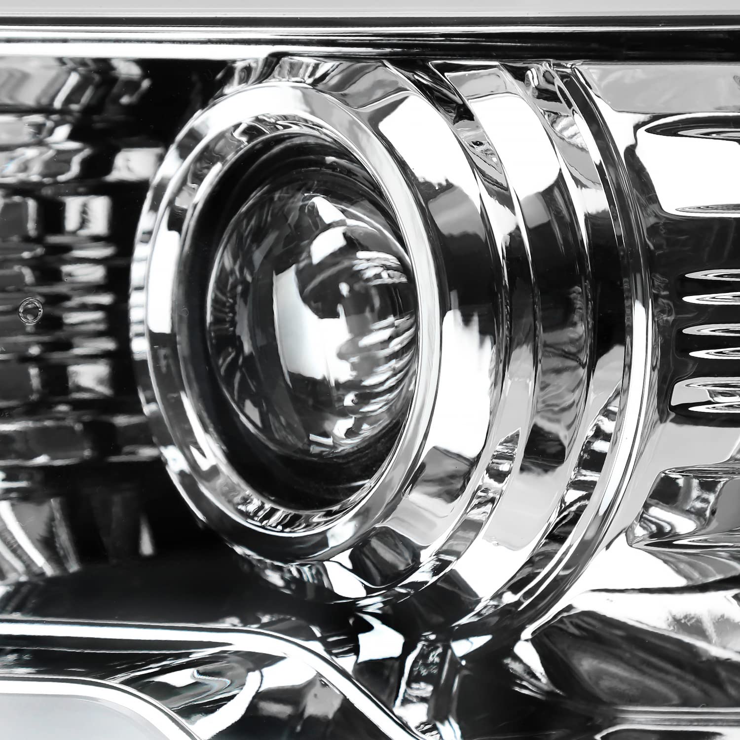 Chrome Projector Headlights w/LED Strips SPEC-D TUNING Compatible with 2009-2014 Ford F-150, Left + Right Pair Headlamps Assembly