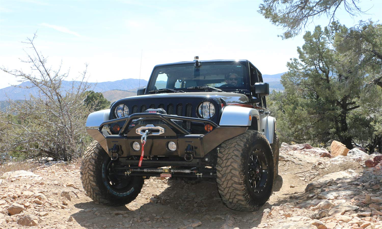 Rampage Products Front Recovery Bumper with Stinger Rampage | Steel, Textured Black | 88510 | Fits 2007 - 2018 Jeep Wrangler JK