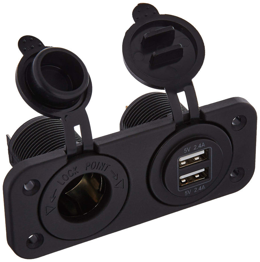 Double USB Sea Dog 426505-1 and Power Socket Panel