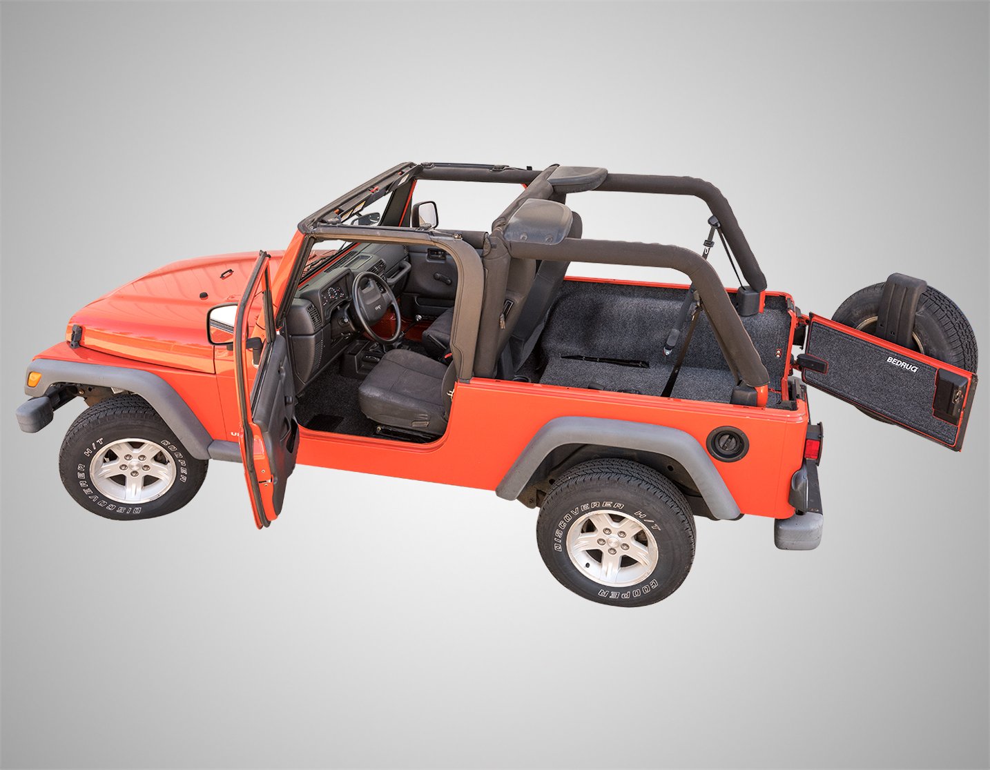 Jeep Cargo Kit - Bedrug | 2003 - 2006 Jeep Wrangler LJ Unlimited (04 - 06 UNLTD, 05 - 06 UNLTD Rubicon), Cargo Liner w/ Tailgate & Tub Liner | Grey - 4 pc. | BRLJ04R