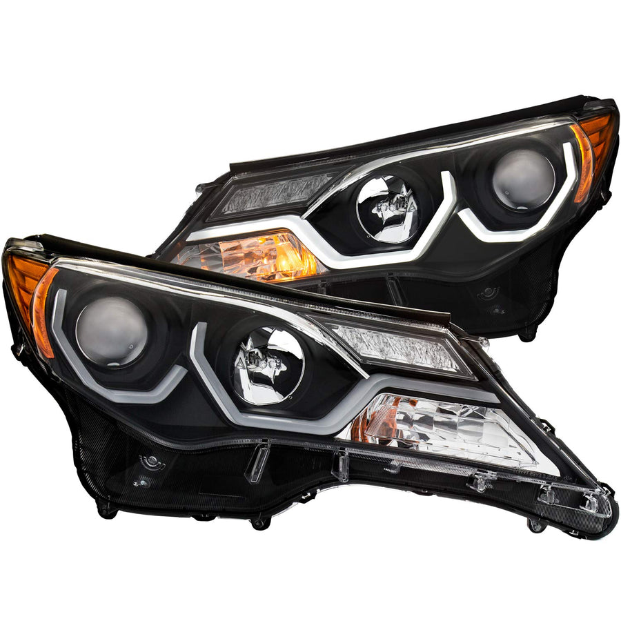 Plank Style AnzoUSA LED Bar Projector Headlights Pair 111332 Black Housing For Toyota RAV-4