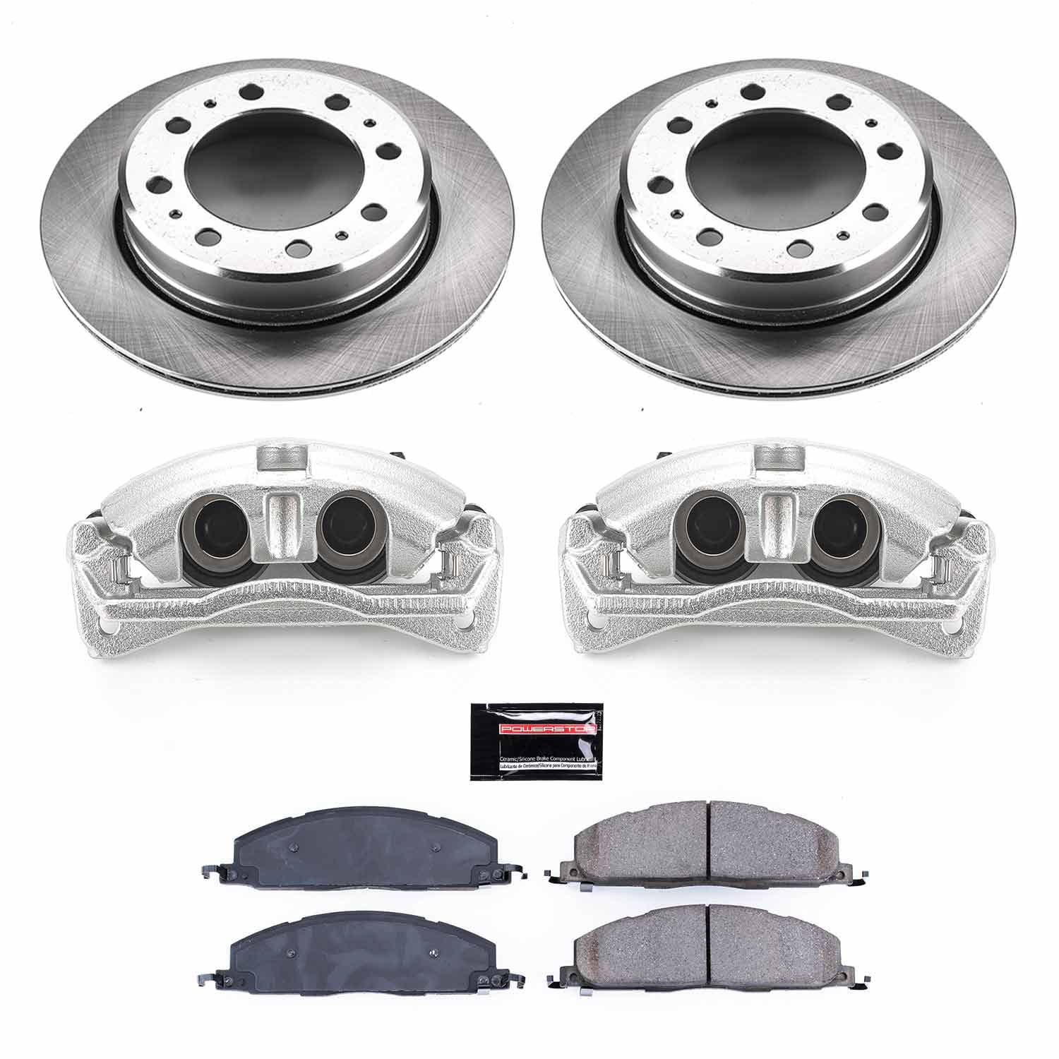 Power Stop KCOE7131A Rear Brake Kit- Brake Rotors, Ceramic Brake Pads & Brake Calipers Autospecialty For Ram 3500 2013-2018 [Model Specific]