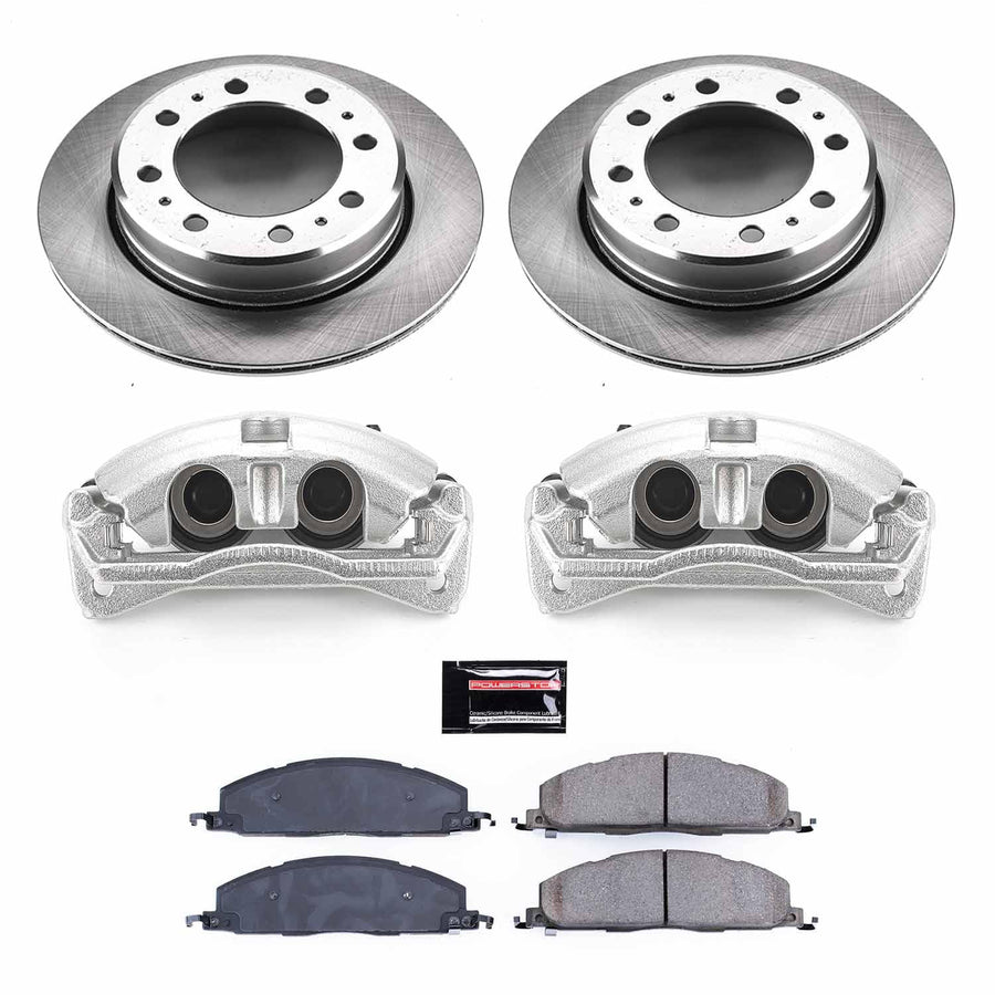 Power Stop KCOE7131A Rear Brake Kit- Brake Rotors, Ceramic Brake Pads & Brake Calipers Autospecialty For Ram 3500 2013-2018 [Model Specific]