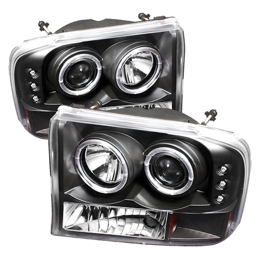 LED Halo Spyder Auto Projector Headlights Black/Clear 5010339