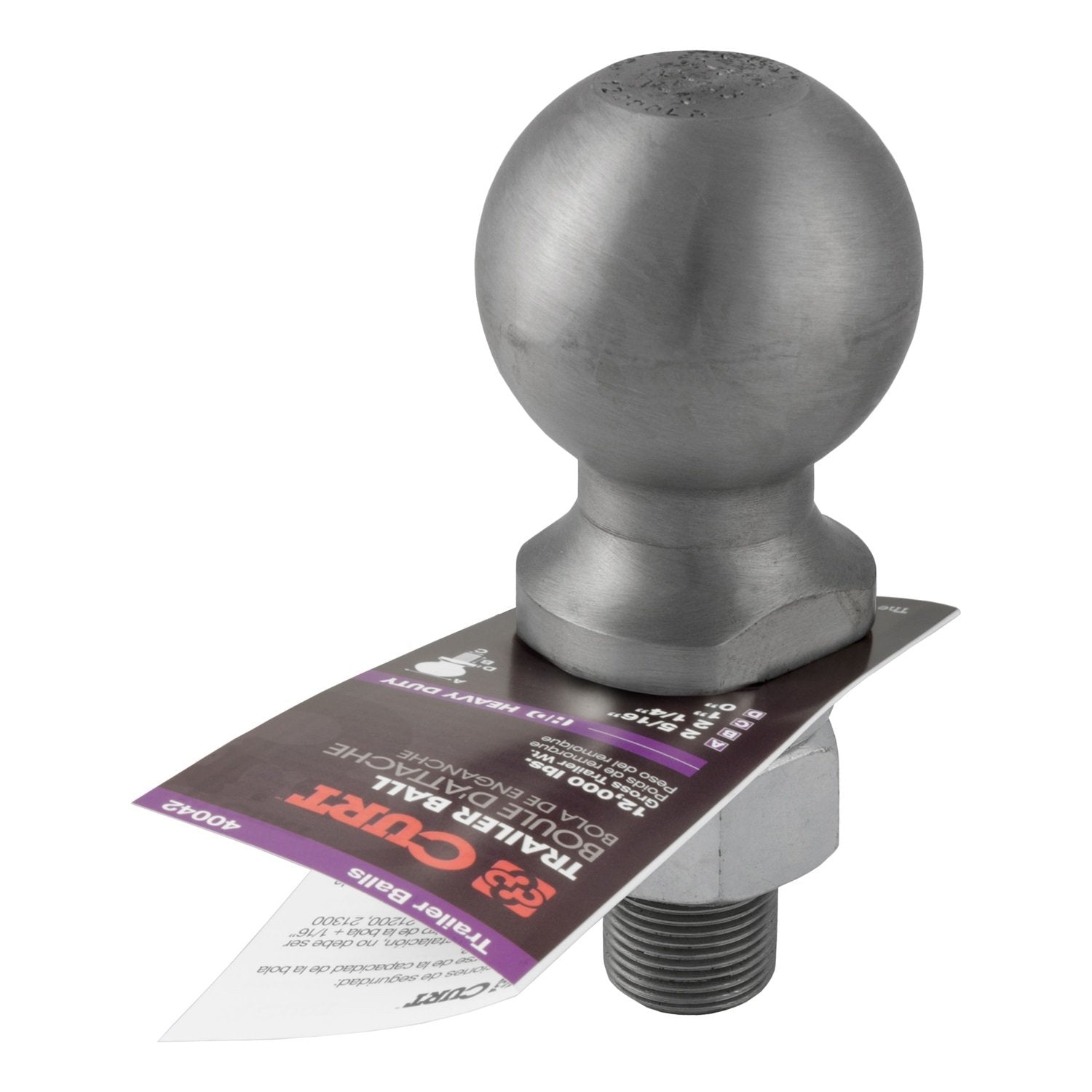 CURT 40042 Trailer Hitch Ball Raw Steel, 12,000 lbs, 2-5/16-Inch Diameter, 1 x 2-1/4-Inch Shank