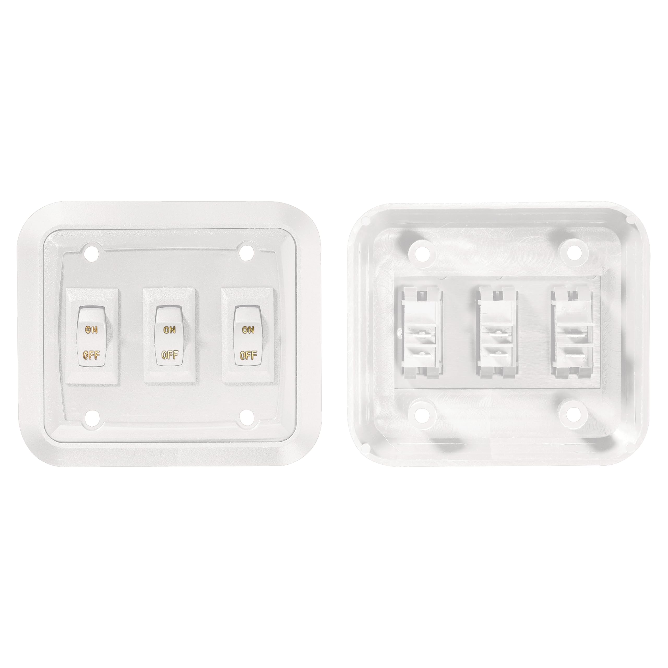 Wall Plate Switch RV Designer S661, Triple, White, 3.53" x 4", On/Off - SPST