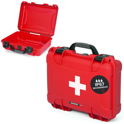 Waterproof NANUK 910 First Aid Box Empty – Durable, Medical First Aid Organizer Case, IP67-Rated, Dustproof, Impact-Resistant, and Floats (7.4" x 4.9" x 3.1") – Red