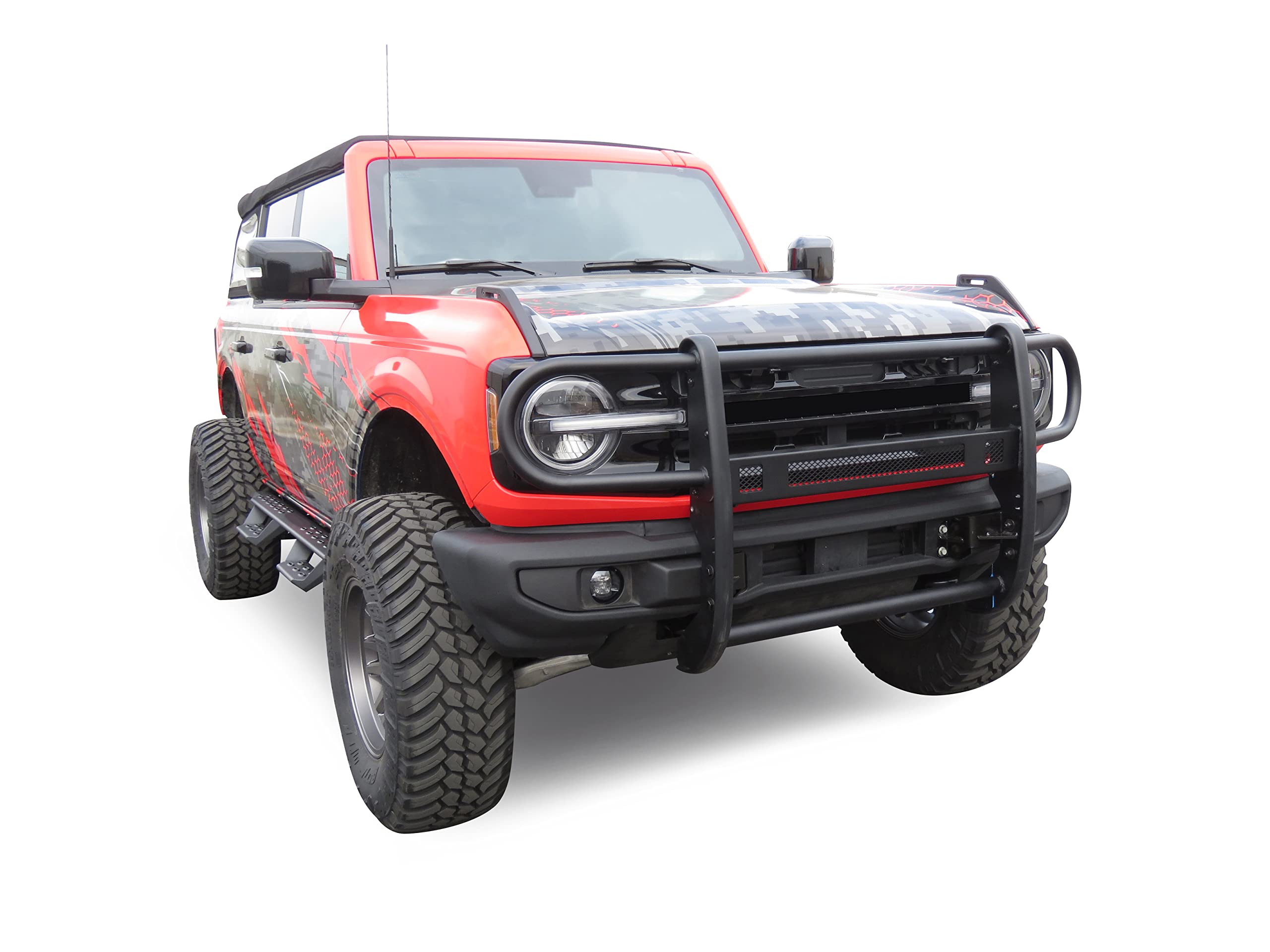 Beacon Black Horse Grille brush Bumper Guard Modular Black Compatible with 2021-2024 Ford Bronco-BGFB21NL