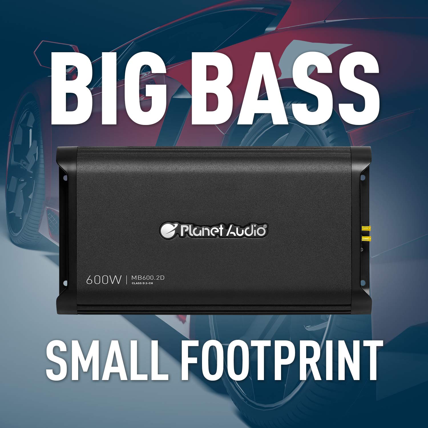 Planet Audio 2 Channel MB600.2D Class D Car Amplifier - 600 Watts, 2 Ohm Stable, Digital, Full Range, Mosfet Power Supply, Great for Speakers and Subwoofers