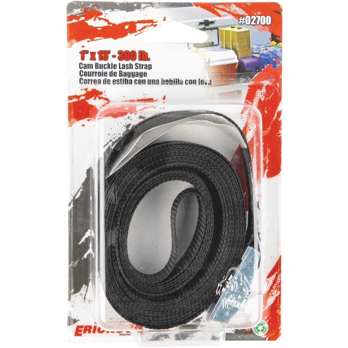 1″ x 13' – 300 Lb. Cam Lash Strap (2700), Qty 1 Erickson Manufacturing
