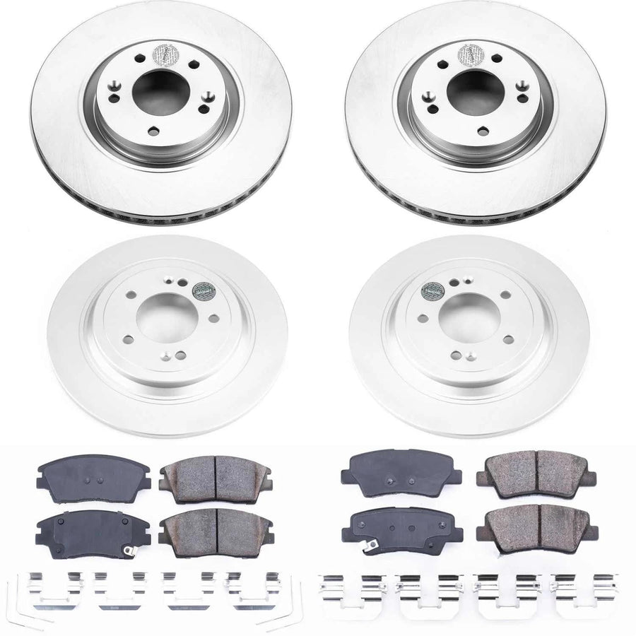 Power Stop Front and Rear CRK8003 Coated Brake Rotors and Z17 Ceramic Brake Pads Kit For Kia Sportage 2017-2022 [Model Specific]