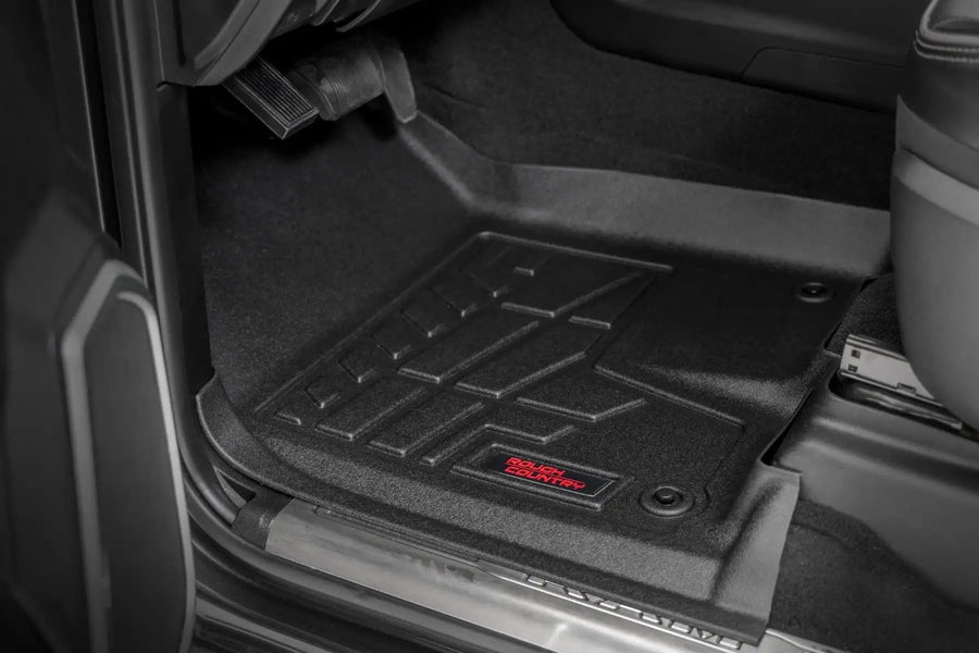 Rough Country Floor Mats Sure-Fit for Ram 2500/3500 (2019-2024) Crew Cab with Bucket Seats - Non-Slip, Waterproof Flexible Mat, Front & Rear Set