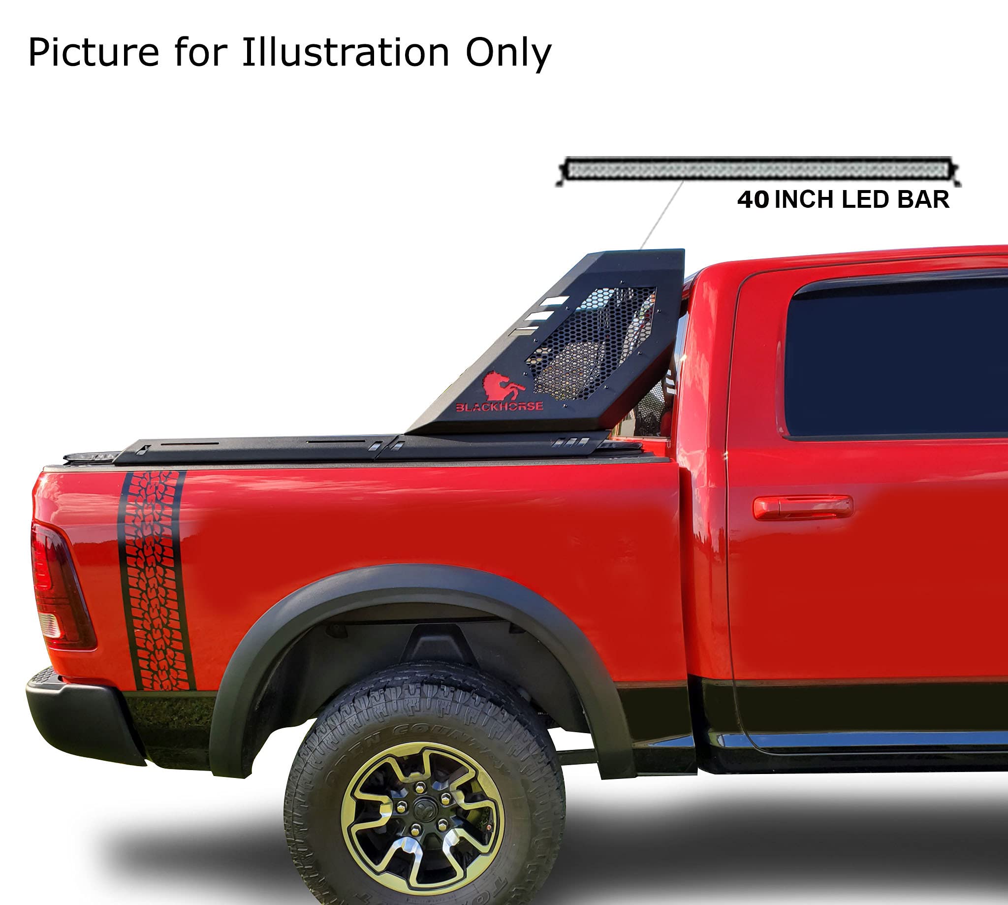 Vigor Black Horse Roll Bar Modular W/40 LED Light Bar Compatible with 07-25 Silverado 1500|Sierra 1500|09-10 Ram 1500|11-25 Ram 1500|09-22 F-150|07-25 Tundra-VIRB02B-KIT