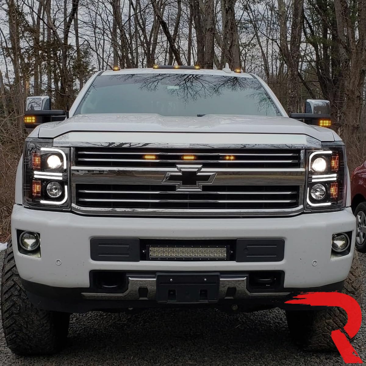 RECON - Premium Projector Headlights Fits Chevy 15-19 Silverado 2500, 3500 Ultra High Power Smooth OLED Halos, DRL - Smoked & Clear Lens