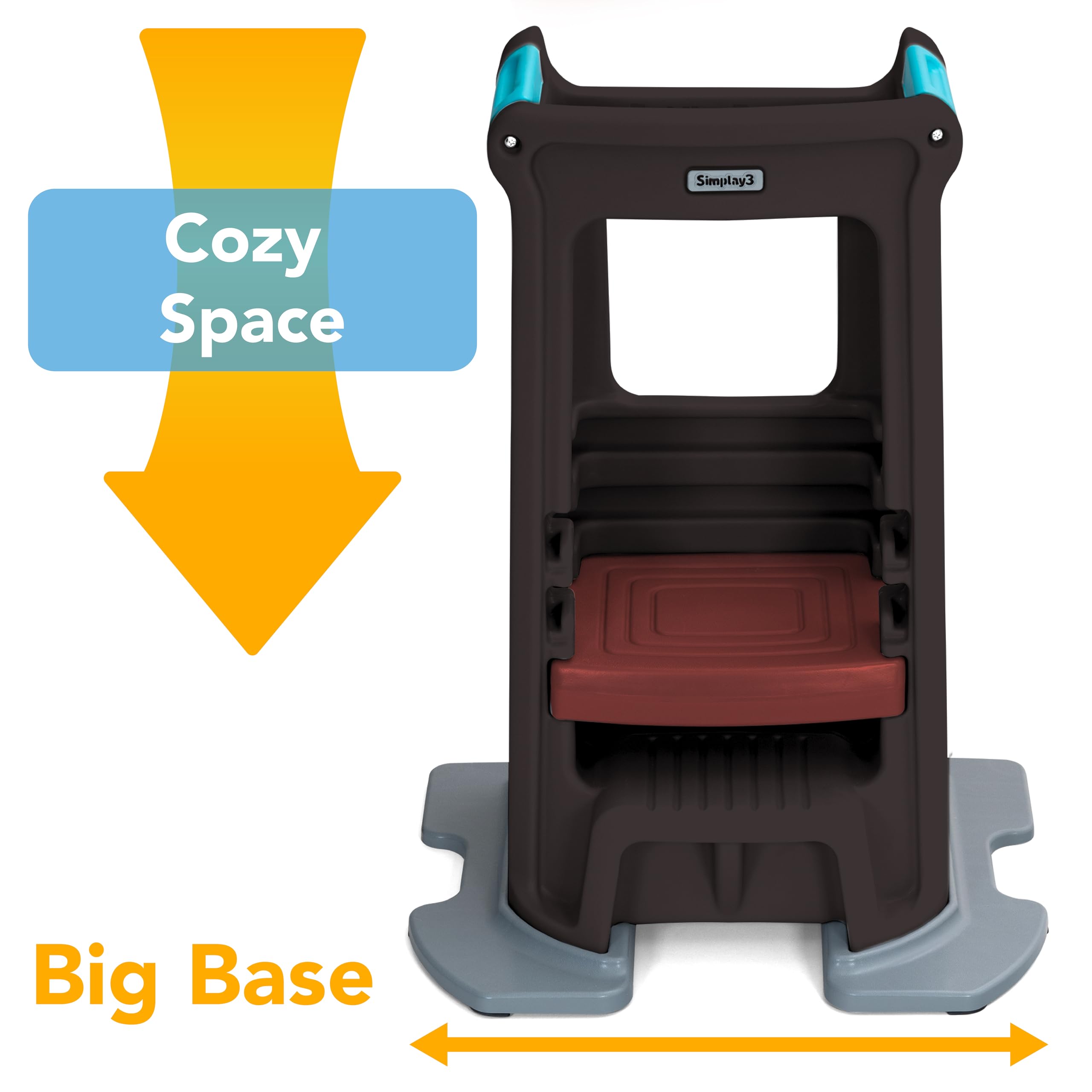Toddler Simplay3 Tower Montessori Standing Kitchen Step Stool with Sturdy Stabilizing Base and Adjustable Platform, 20.5" D x 26" W x 34.5" H, Ages 18 Months to 5 Years, Espresso Brown