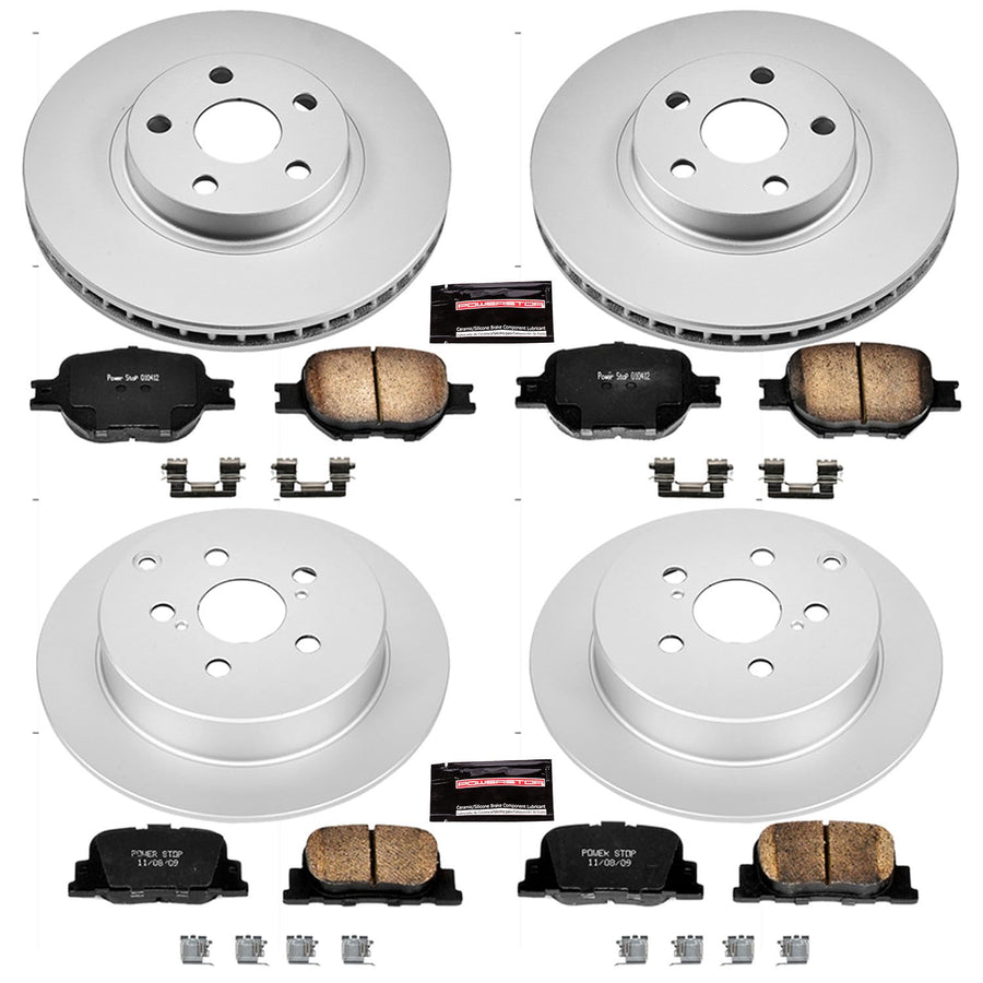 Power Stop CRK2315 Brake Rotor & Coated Ceramic Brake Pads- front & rear For Scion tC 2005-2010 [Model Specific]