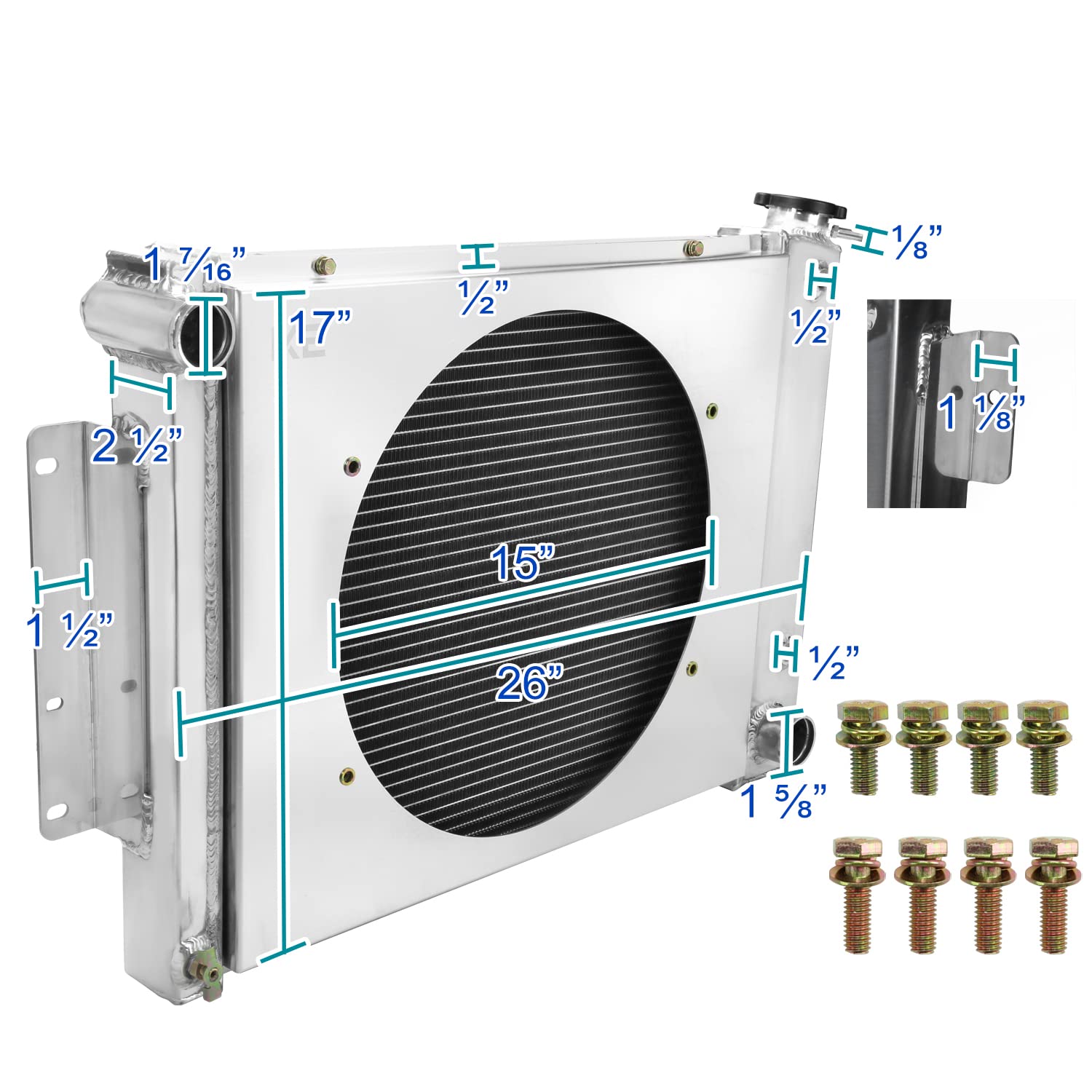 3 Row Aluminum Cooling Radiator with Fan Shroud Spec-D Tuning Compatible with 1967-1969 Chevrolet Camaro V8