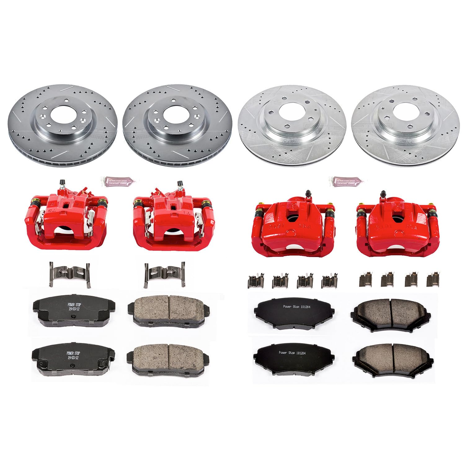 Power Stop Z23 KC2725 Evolution Sport 1-Click Brake Kit with Powder Coated Calipers (Brake Pads, Drilled/Slotted Rotors) For Mazda RX-8 2004-2008 [Model Specific]