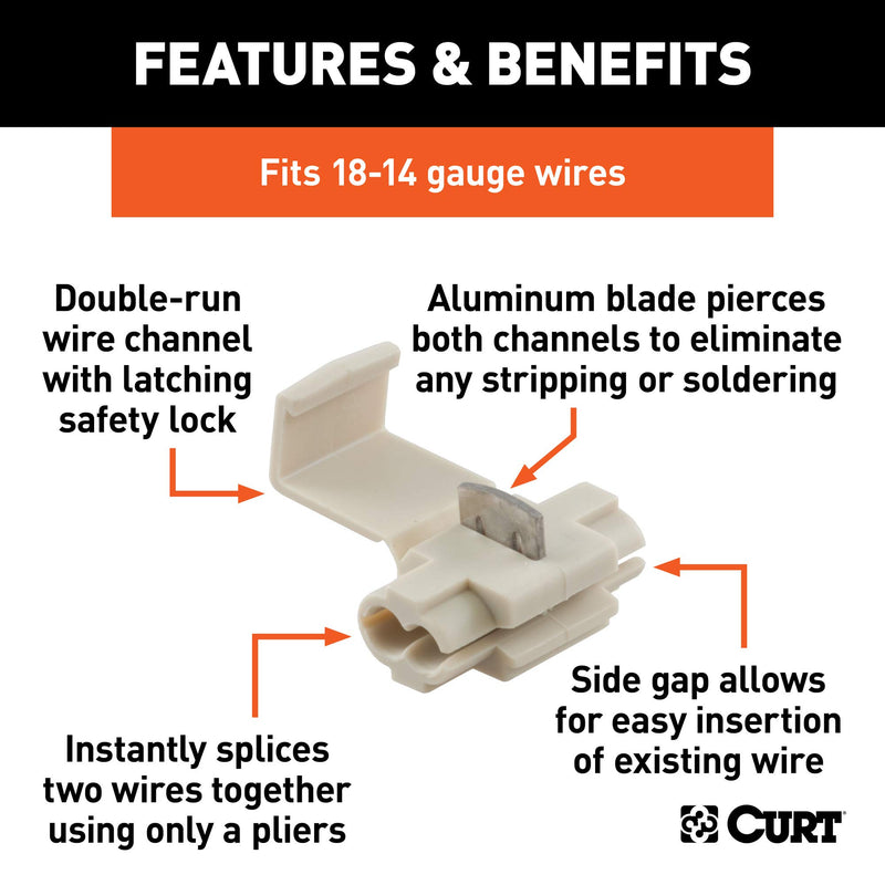 18-14 Gauge CURT White Scotch Snap Lock Wire Connectors, 100-Pack