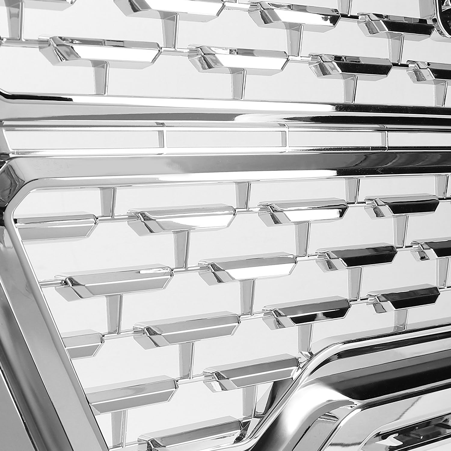Chrome Denali Style Spec-D Tuning Front Bumper Hood Upper Grill Grille Compatible with 2019-2021 GMC Sierra 1500