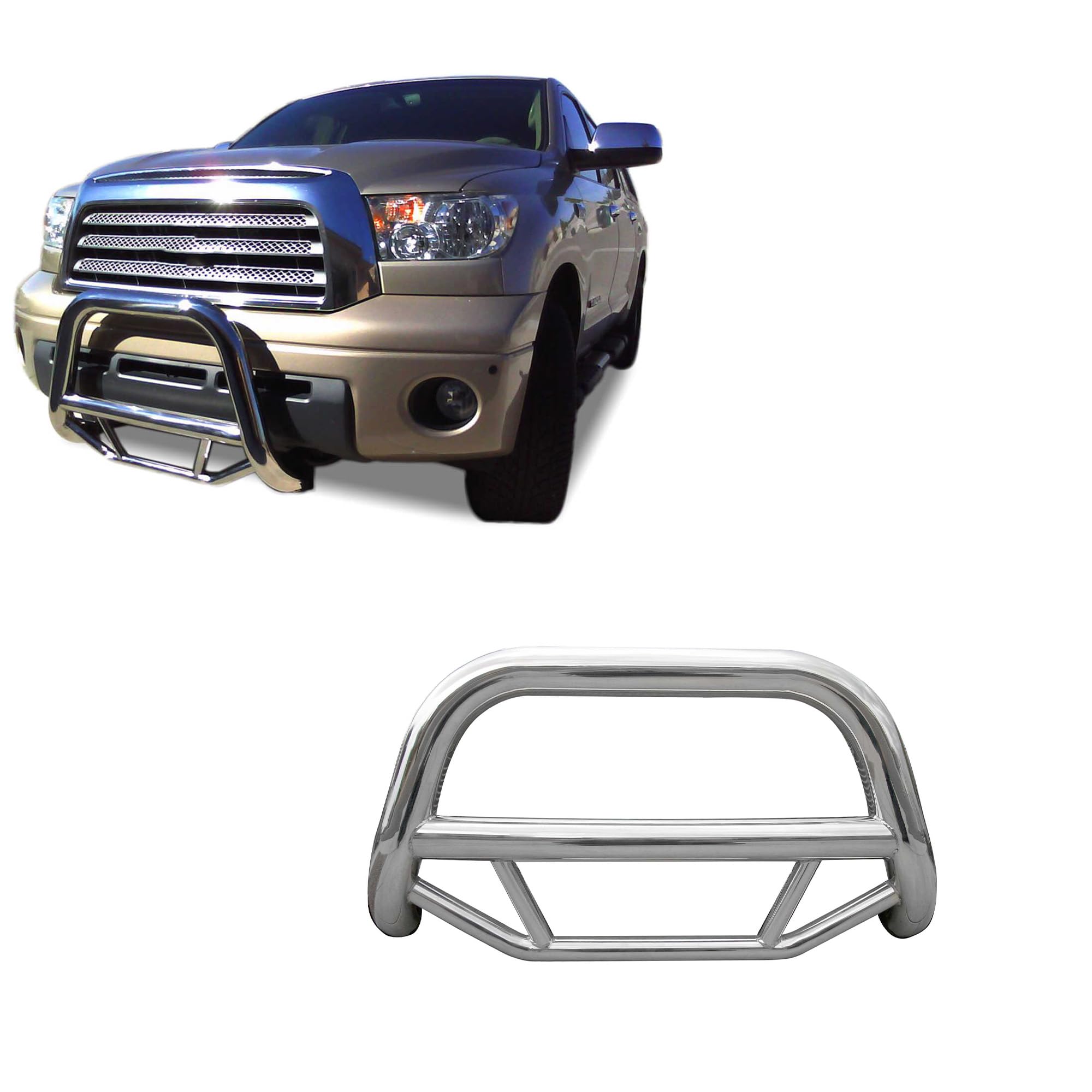 Max Bull Bar Black Horse No Skid Plate Stainless Steel Compatible with 2007-2021 Toyota Tundra-MBS-TOD1009