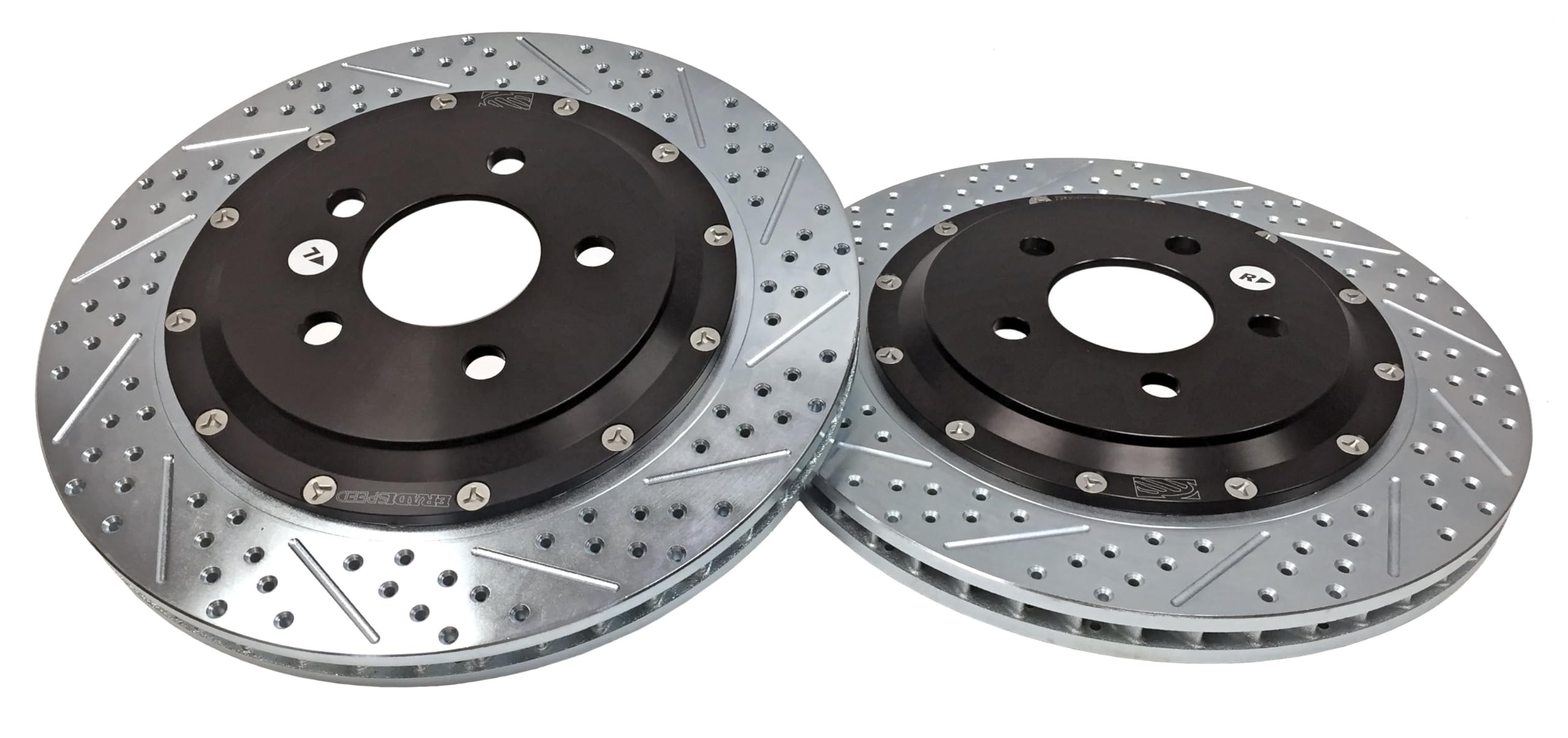 Baer Brakes EradiSpeed+ 2262023 Rear 2-piece Brake Rotors Slotted Drilled Zinc Plated