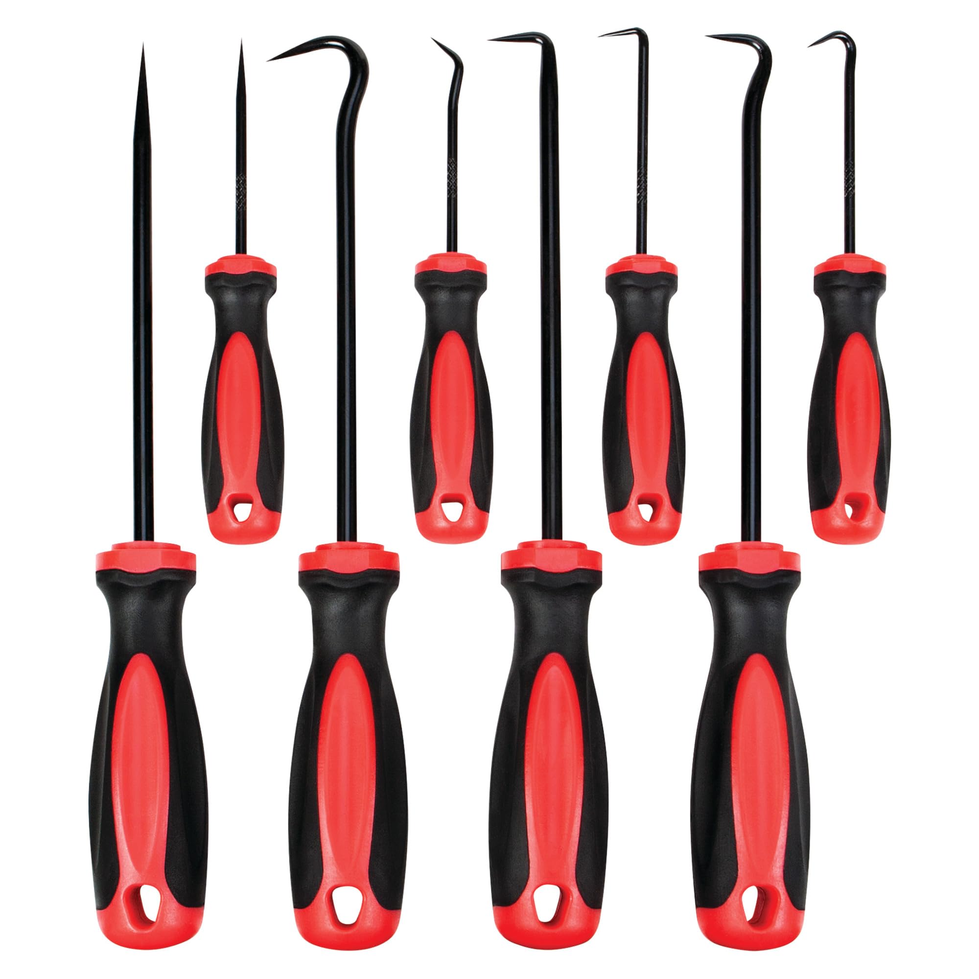 Drop Forged Steel Shaft Performance Tool 1980 - Pick Set with Non-Slip Grip - 4 Mini & 4 Full Size Straight, Full, 45 Degree & 90 Degree Hooks Included