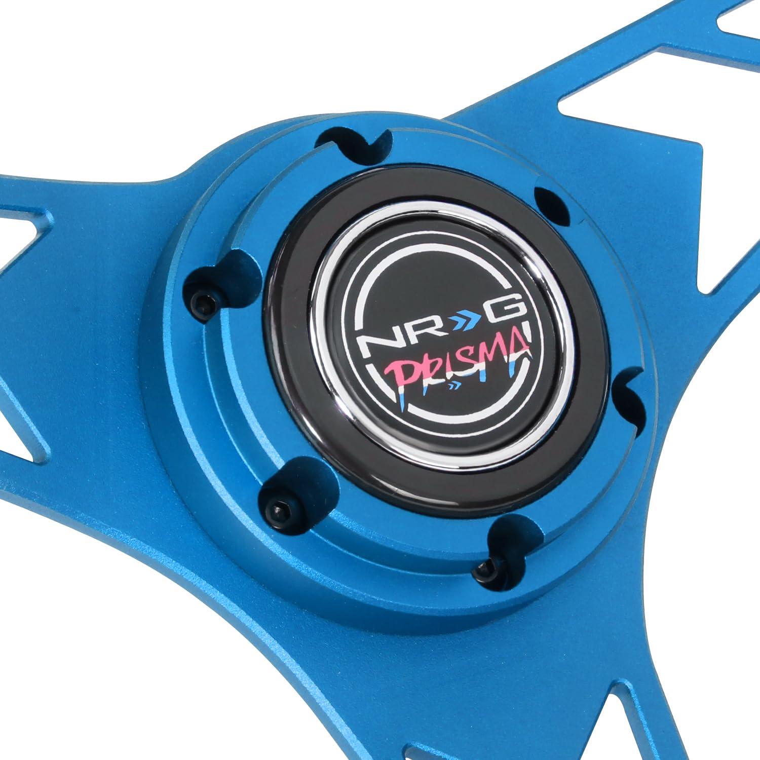 NRG Innovations All Aluminum Steering Wheel NRG-RST-070-BL 330mm - Arow Cutout- Ergonomic Grip- Anadized Blue