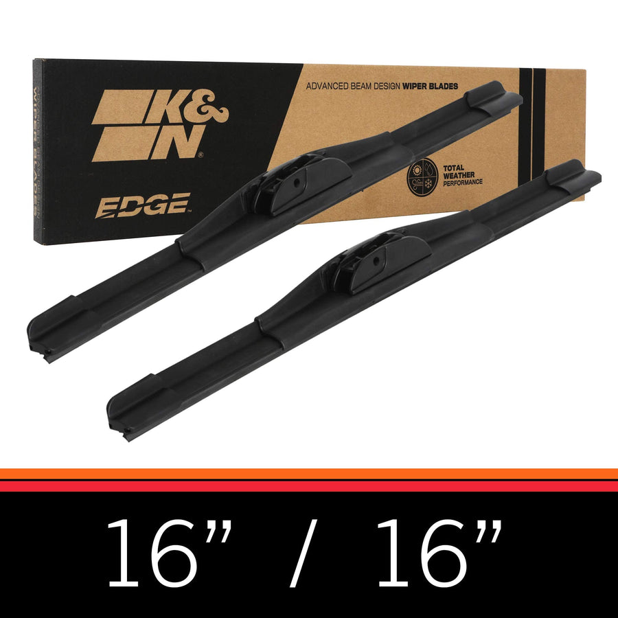 Wiper Blades K&N EDGE: All Weather Performance, Superior Windshield Contact, Streak-Free Wipe Technology: 16" (Pack of 2)