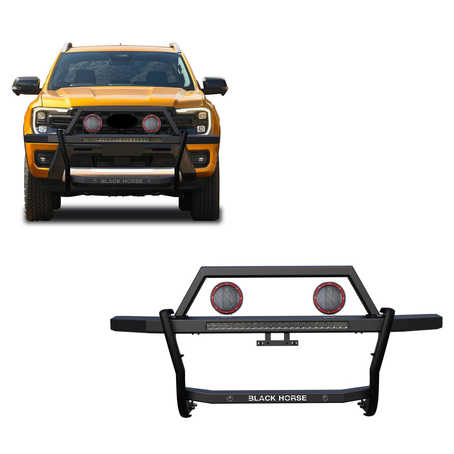 Rambler Black Horse Grille Guard Kit Modular Black Compatible with 2019-2023 Ford Ranger-RAGF10-K1PLFR