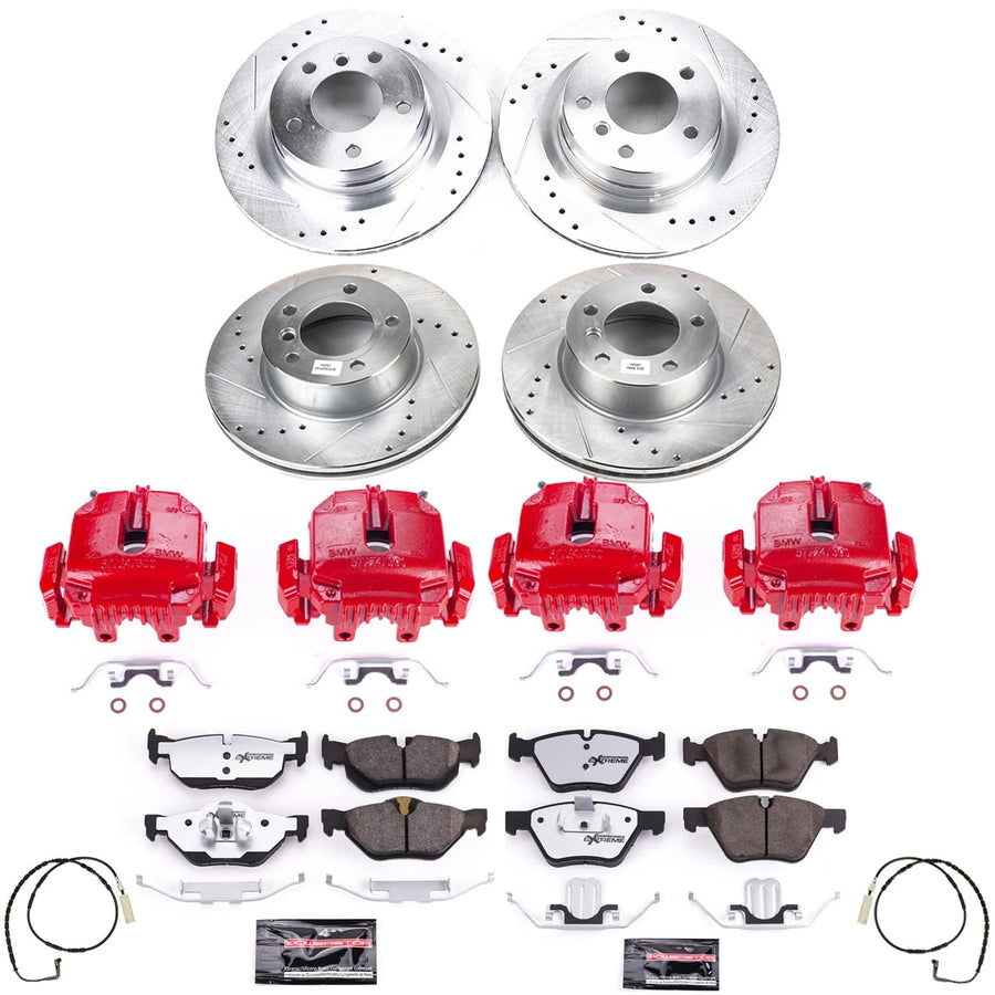 Power Stop Z26 KC4106-26, Street Warrior Front and Rear Brake Kit- Brake Rotors, Brake Pads & Calipers For BMW 328i 2007 [Model Specific]
