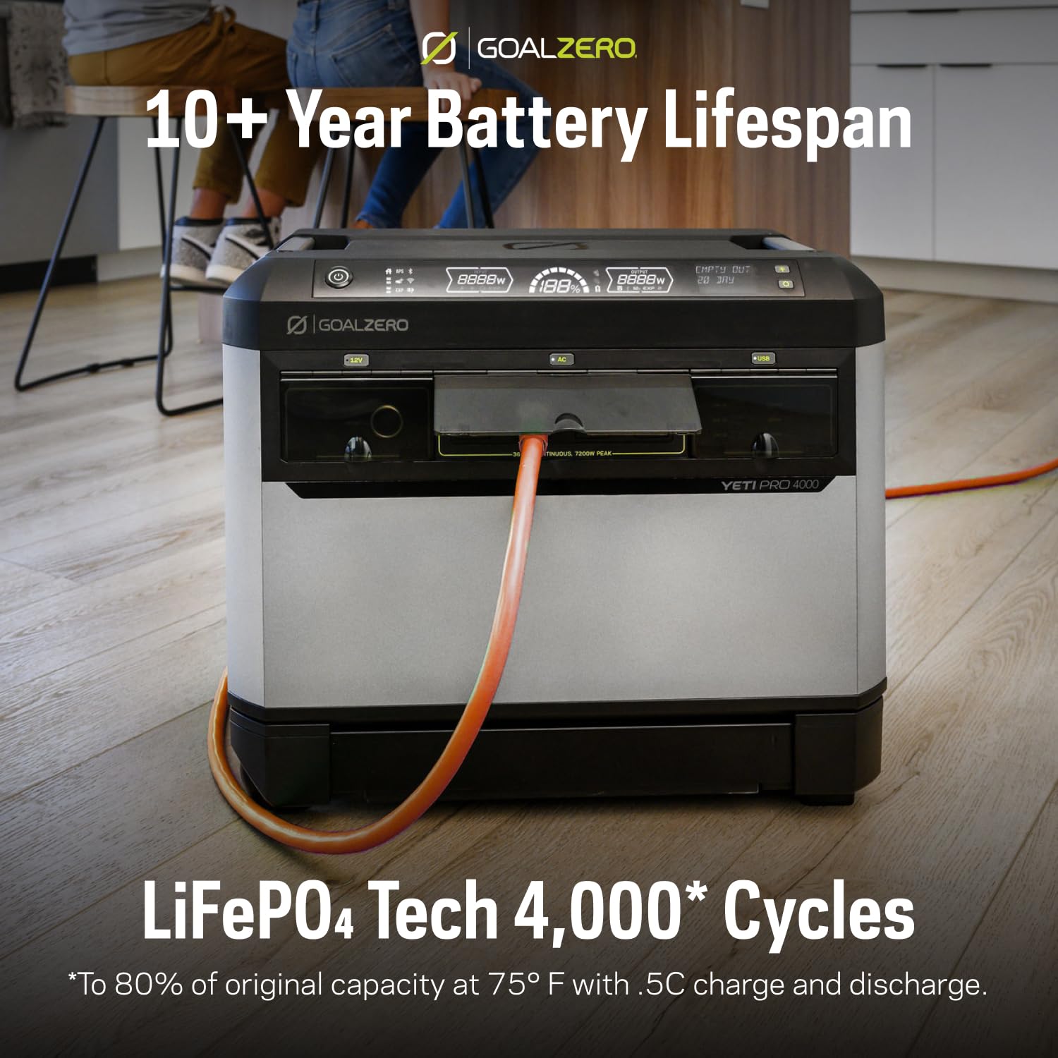 Goal Zero PRO Yeti 4000 Portable Power Station, 4000 Watt Hour LiFePO4 Battery, Expandable Solar Generator Home Backup System, 3600 W Out, (6th Gen)
