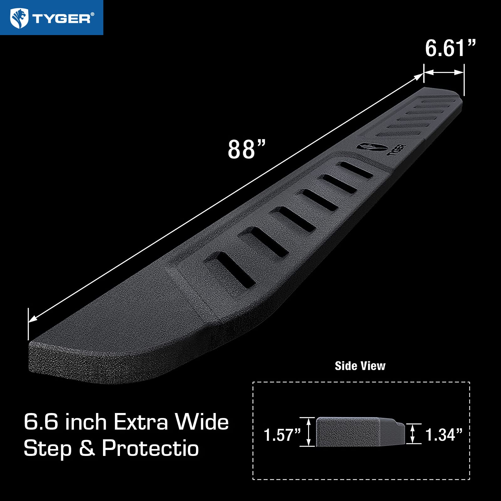 6.6" Blade Running Boards Tyger Auto Compatible with 2007-2018 Chevy Silverado GMC Sierra 1500; 2007-2019 2500 3500HD; 2019 LD/Limited | Crew Cab | TG-BL7C7148 | Side Step Nerf Bars
