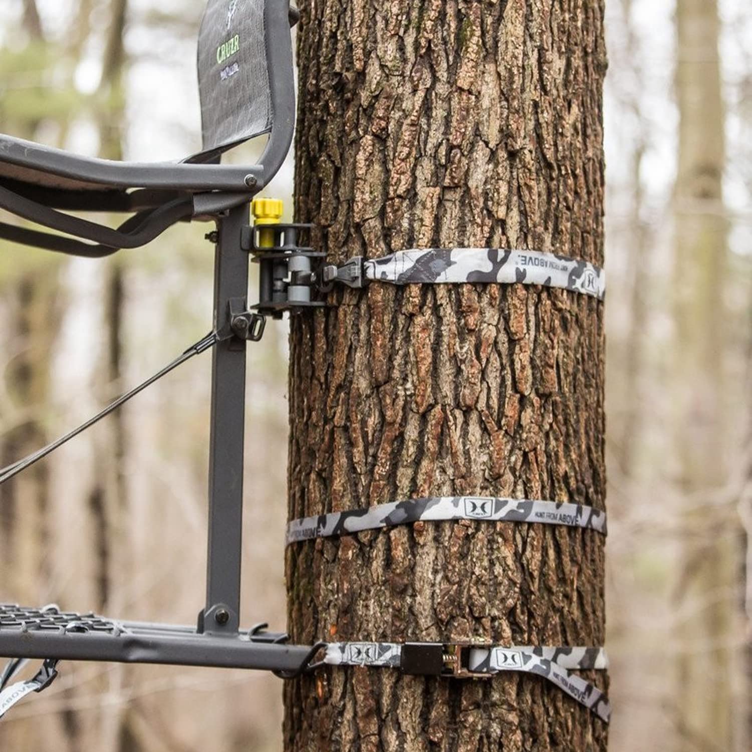 Cruzr HAWK Convenient Easy to Setup Safe Durable Hunting Tree Stand Ratchet Strap Bracket