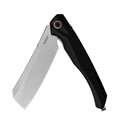 Kershaw Cleaver Strata Pocket Knife, Black, 4 Inch High-Carbon Steel Blade, EDC with Manual Opening, Deep-Carry Pocketclip, Everyday Carry Pocket Knife for Men and Women