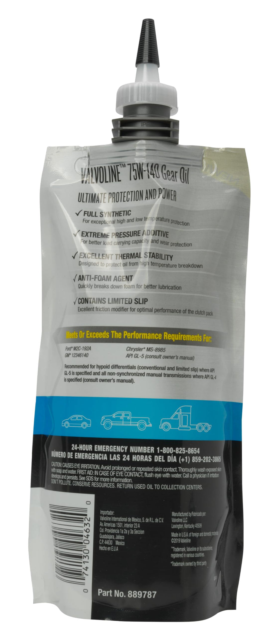 Valvoline Advanced Full Synthetic FlexFill 75W-140 Gear Oil 1 QT