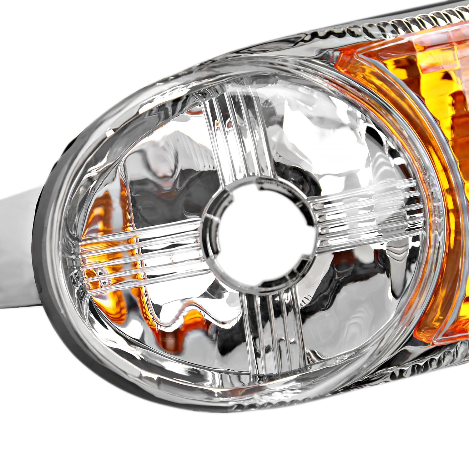 Chrome Headlights + Spec-D Tuning Bumper Lamps Compatible with 2000-2006 GMC Sierra 1500 2500 Yukon XL Denali, Left + Right Pair Assembly