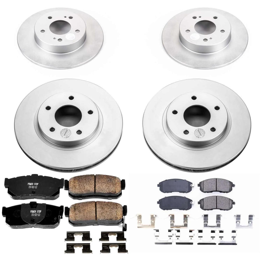 Power Stop CRK2704 Brake Rotor and Coated Ceramic Brake Pads- Front & Rear For Nissan Maxima 1999-2001 [Model Specific]