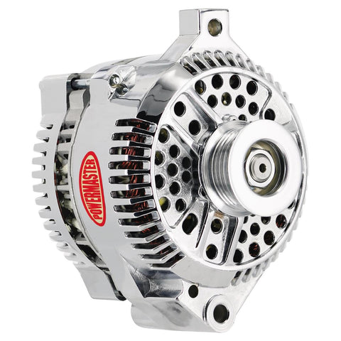 Alt Ford Powermaster 3G Chrome 200A 6 grv Pulley Large Frame Str MTG Unthreaded MTG Ear 1-Wire