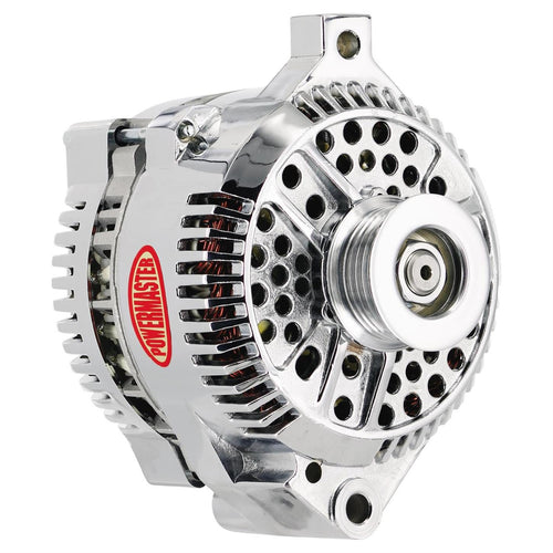 Alt Ford Powermaster 3G Chrome 200A 6 grv Pulley Large Frame Str MTG Unthreaded MTG Ear 1-Wire