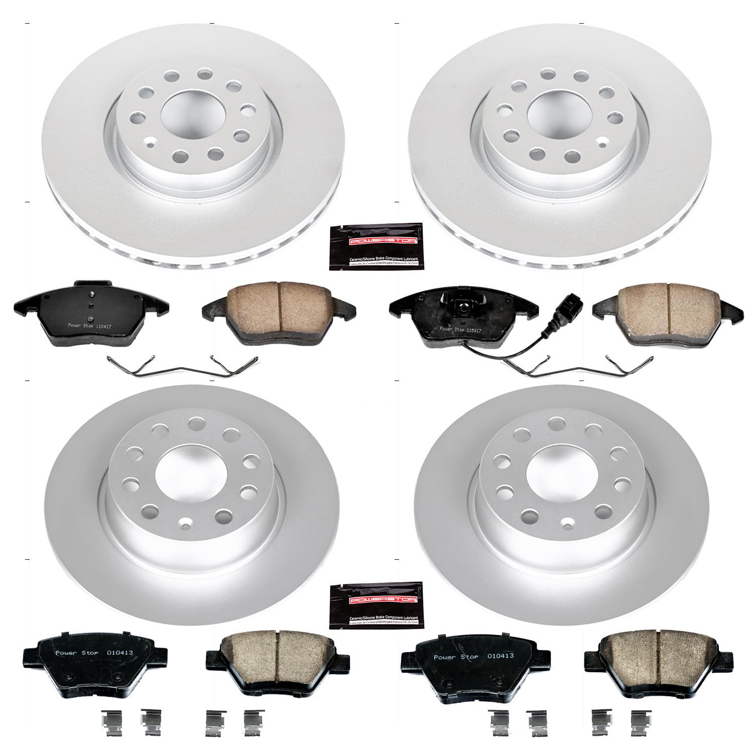 Power Stop Z23 Evolution Geomet Coated Brake Kit For Audi A3, Audi A3 Quattro, VW Beetle, VW Eos, VW GTI, VW Jetta [Model Specific] CRK5801