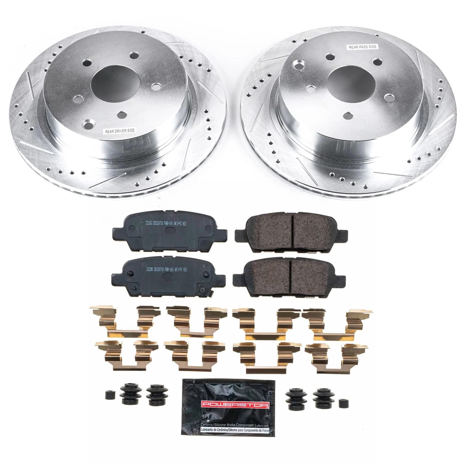 POWERSTOP Z23 Carbon-Fiber Ceramic Brake Pads and Drilled and Slotted Rotors Brake Kit For INFINITI FX35 2009 [Vehicle Specific]