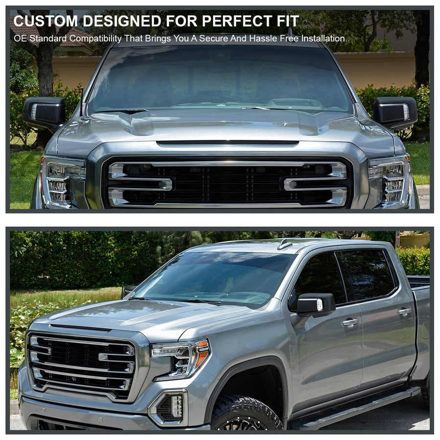 Spec-D Tuning Black Left Driver Side Power Heated Manual Adjust Side Mirror w/Blind Spot + Temp Sensor Compatible with 2019-2025 GMC Sierra 1500