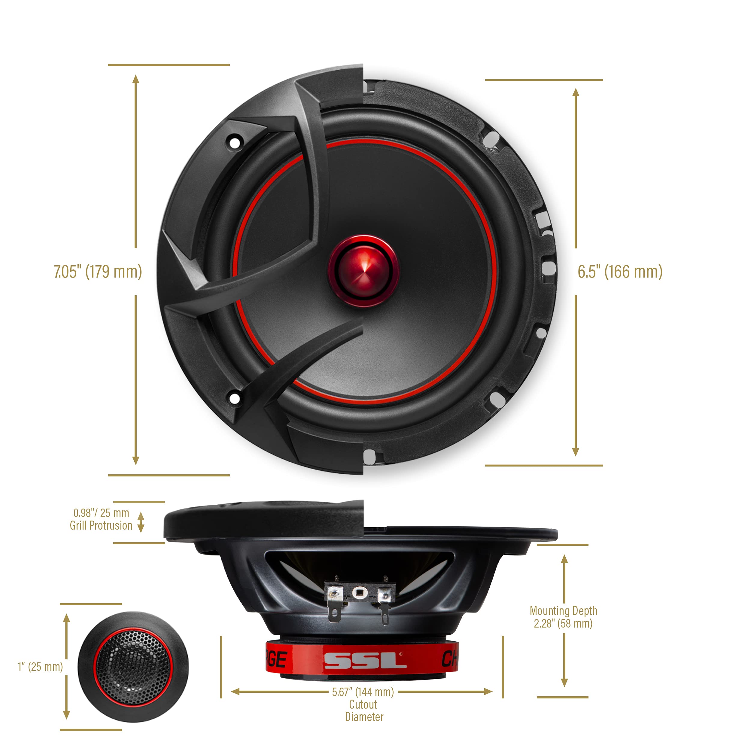 Sound Storm Laboratories 6.5 Inch CG65C Component Car Speakers - 350 Watts Per Pair, 2 Way, Sold in Pairs