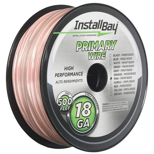 Install Bay PWPK18500 18 Gauge Primary Wire - Pink (500 Feet)