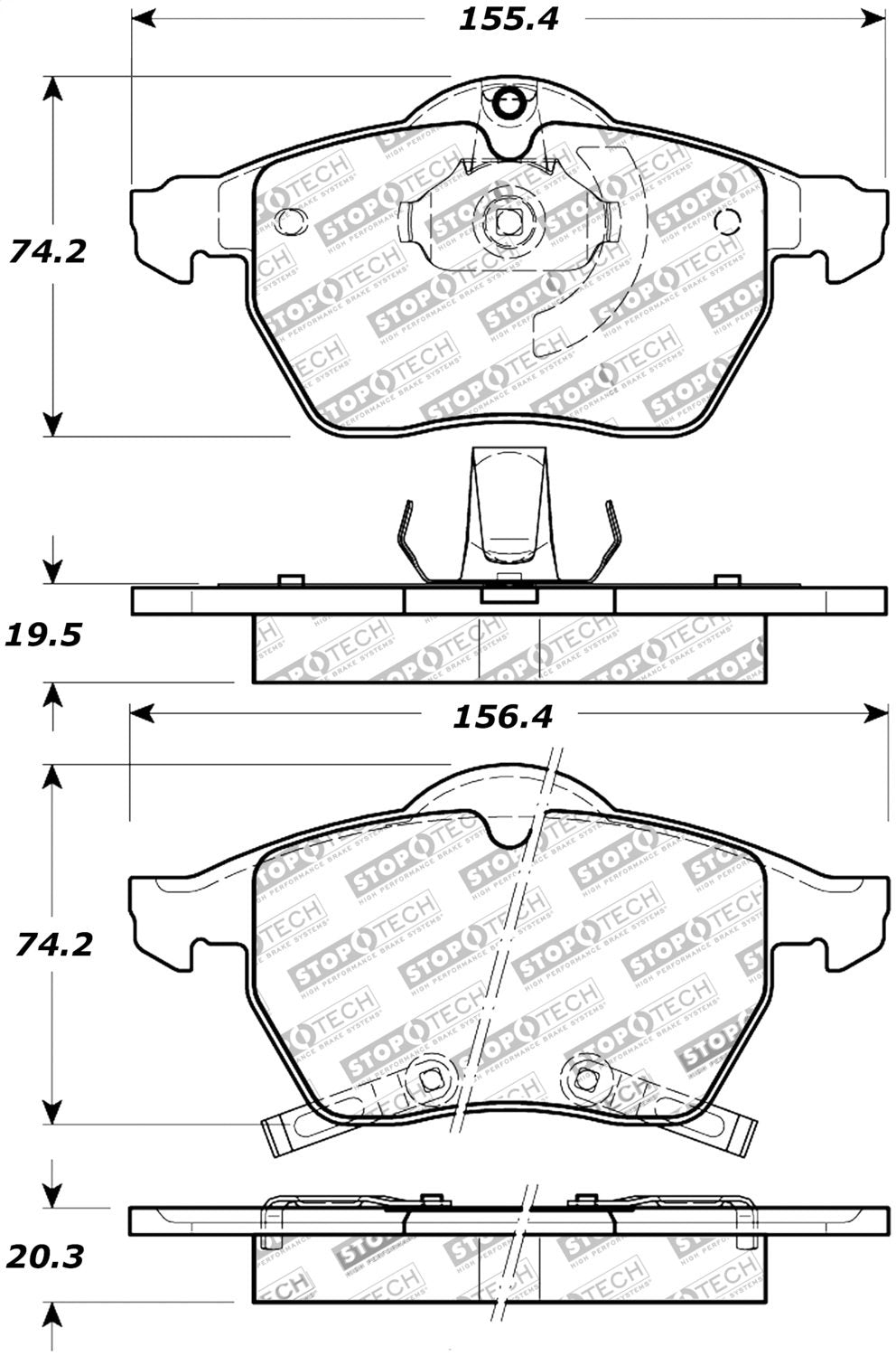 Front StopTech 308.08190 Brake Pads with Shims and Hardware Street