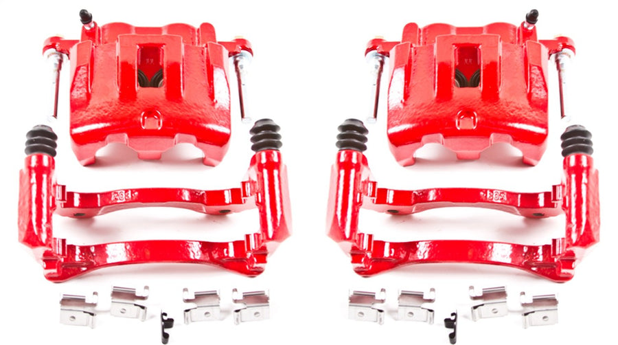 Power Stop S4826 Front Pair of High-Temp Red Powder Coated Calipers for Jeep Grand Cherokee 1999-2004 [Model Specific]