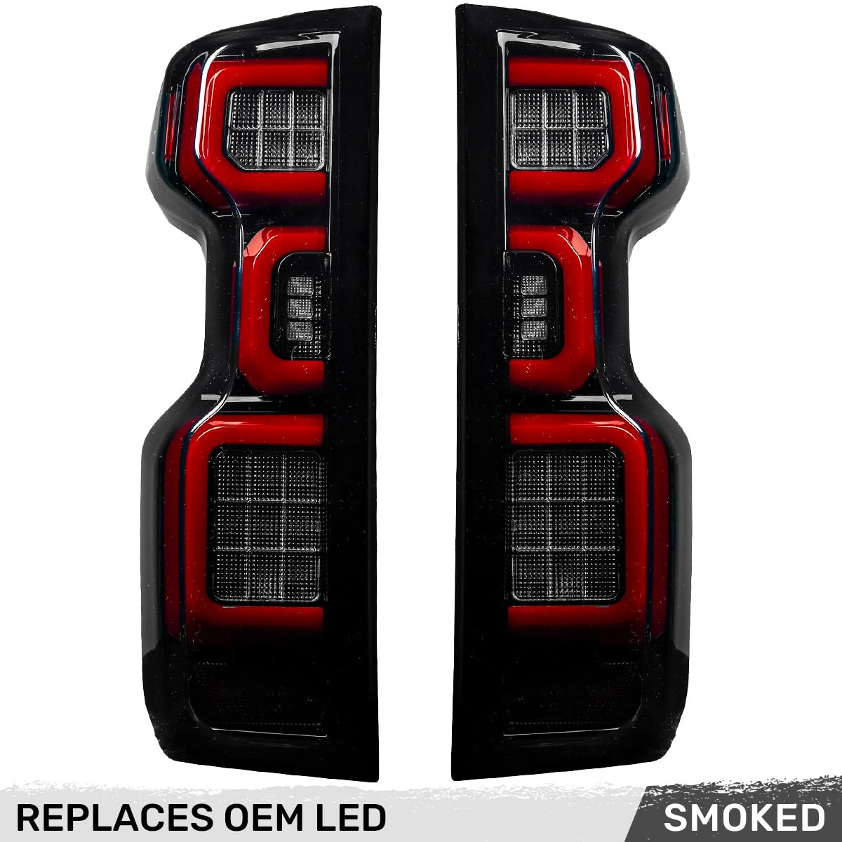 RECON - Premium OLED Tail Lights Fits 19-23 Silverado 1500 & 20-23 2500/3500 Ultra Bright Running Lights (Replaces Factory/OEM LED Tail Lights Only) Smoked Black Lens