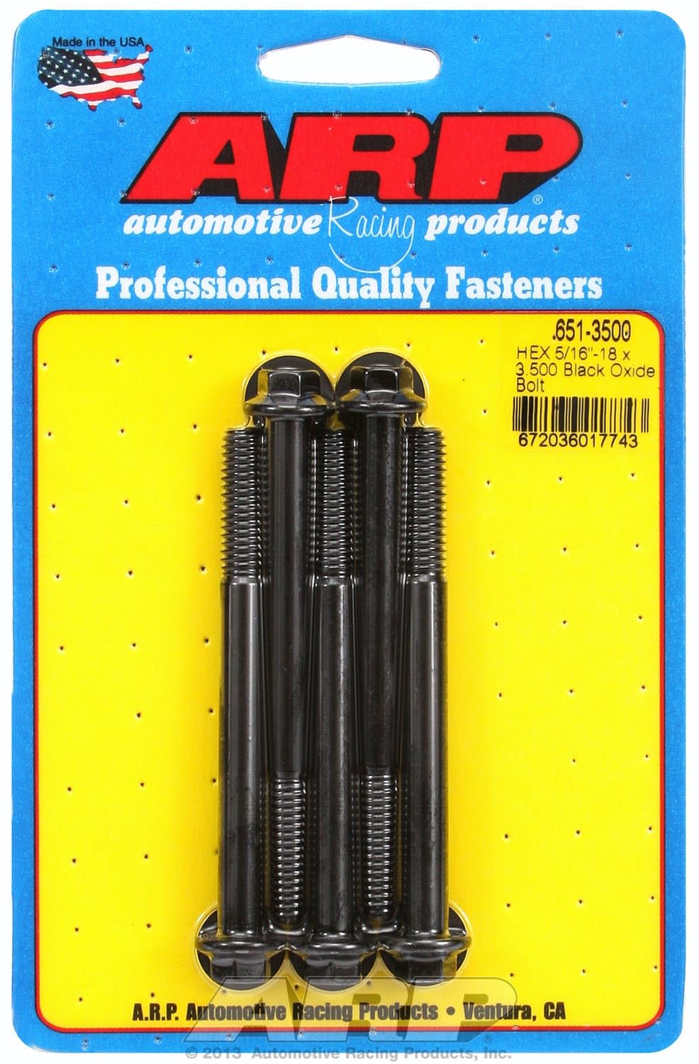 Hex ARP (651-3500) Oxide Bolt, Black